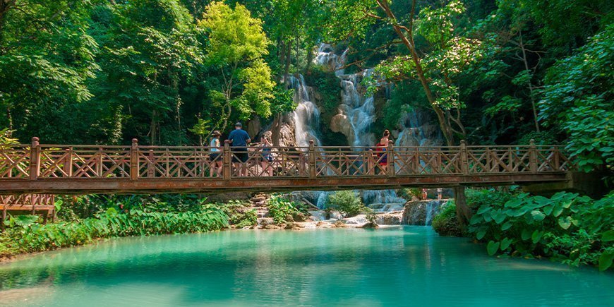 Vattenfallet Kuang Si i Luang Prabang, Laos