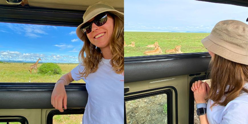 Inger är på safari i Tanzania, där hon bland annat ser lejon