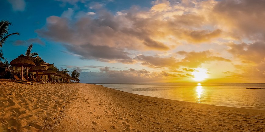 Solnedgång vid Le Morne på Mauritius