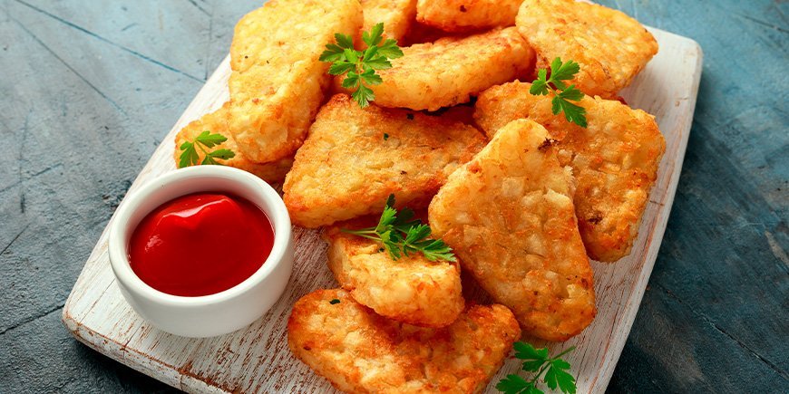 hashbrowns med ketchup