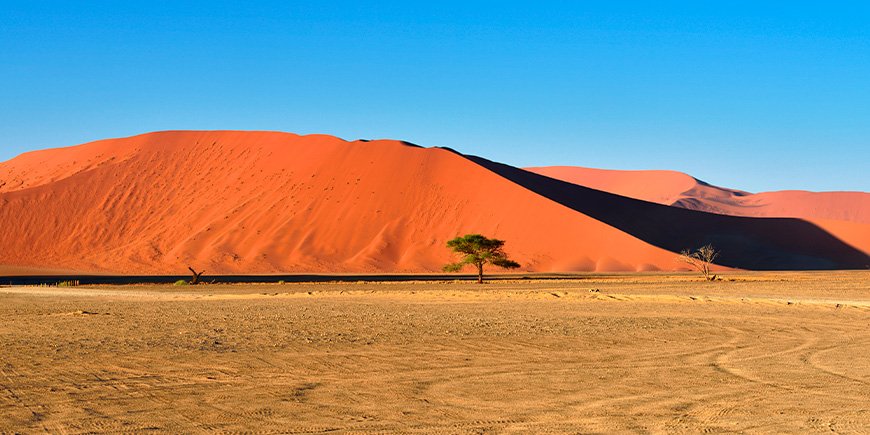 Solig dag vid Sossuvlei i Namibia